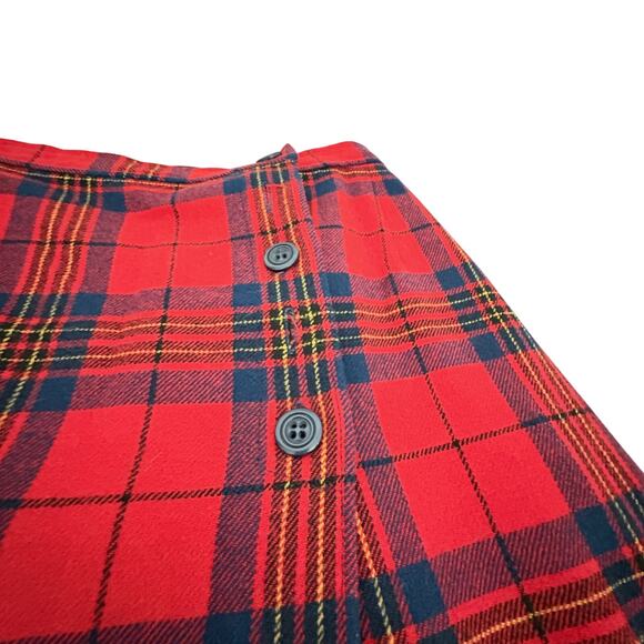 PENDELTON Red Plaid Wool Skirt 12 Ralph Lauren Christmas Holiday Preppy ( FLAW) - Picture 7 of 8
